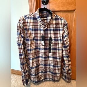 Banana Republic Slim Fit Untucked Plaid Button Down Shirt Men’s Large NWT